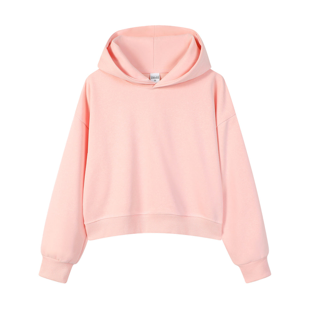 Damen modischer cropped Hoodie mit weitem Schnitt Drune