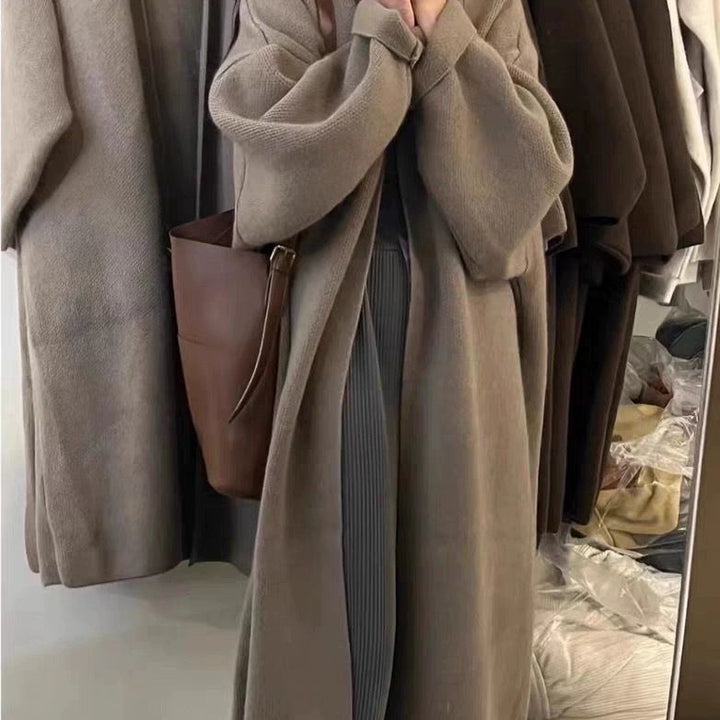 Damen Langstrickmantel mit übergroßem Schnitt und weichem Fleece Drune