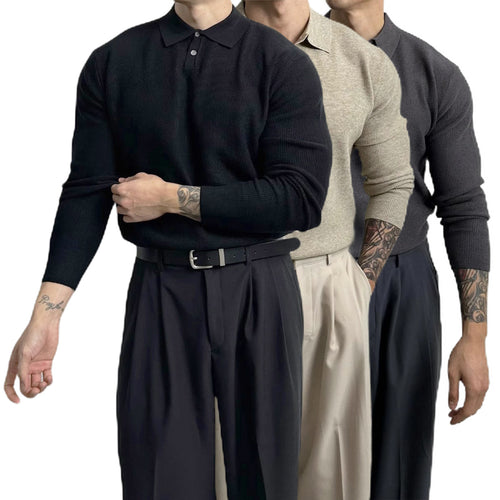 Herren Elegant Strukturierter Langarm-Pullover Drune
