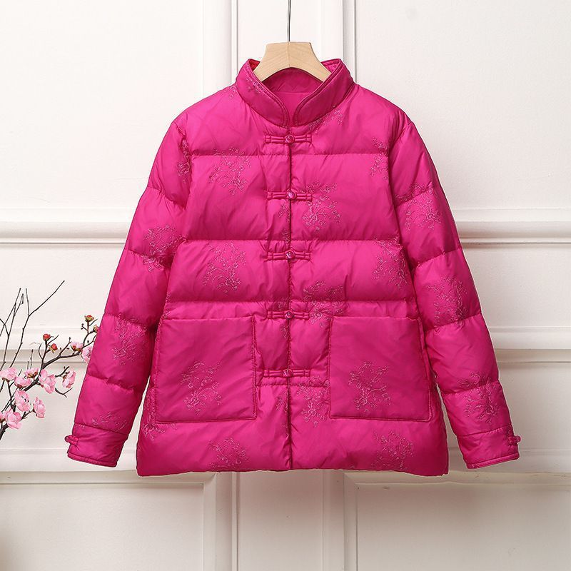 Damen wattierte Steppjacke mit Stehkragen und traditioneller Knopfleiste Drune