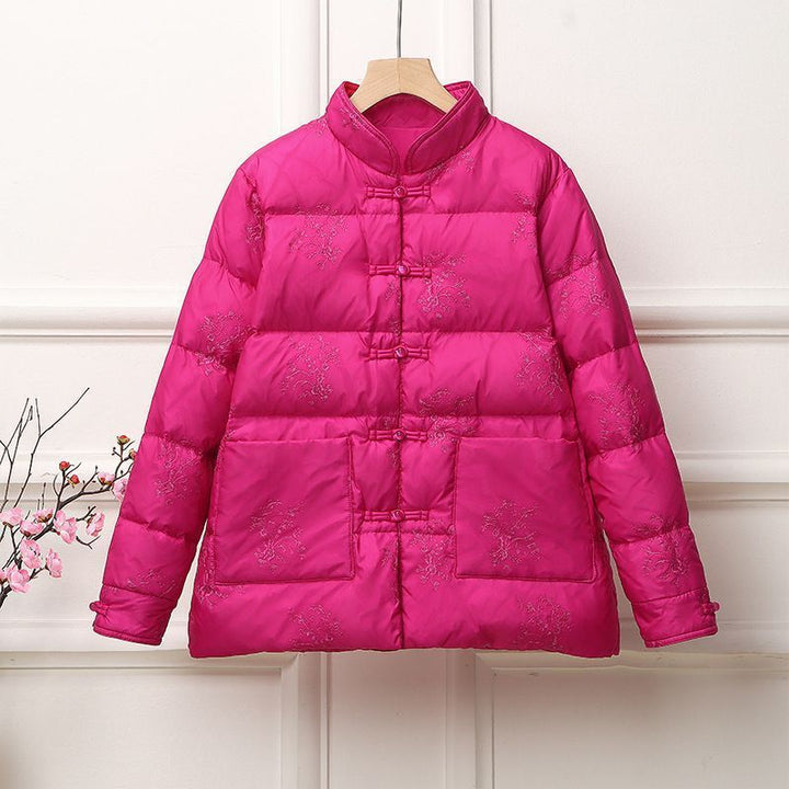 Damen wattierte Steppjacke mit Stehkragen und traditioneller Knopfleiste Drune