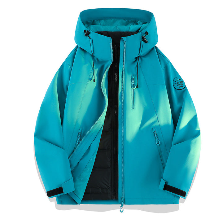 Damen Leichte wasserdichte Kapuzenjacke mit Teddy‑Charm und verdeckten Reißverschlusstaschen Drune