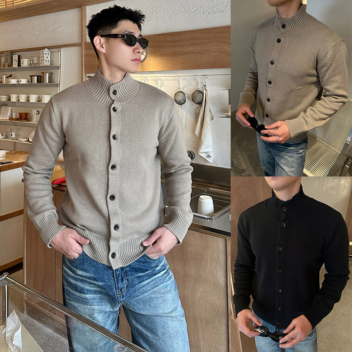 Herren Strickjacke mit Stehkragen und Knopfleiste Drune