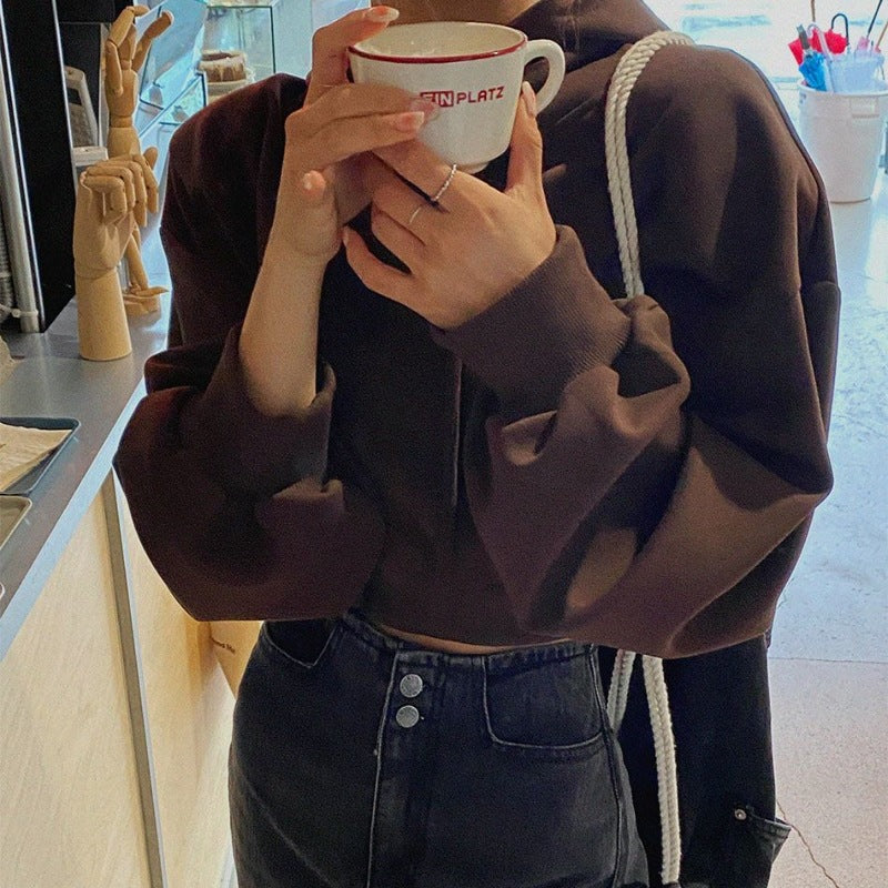 Damen cropped Kapuzenpullover mit oversized Schnitt Drune