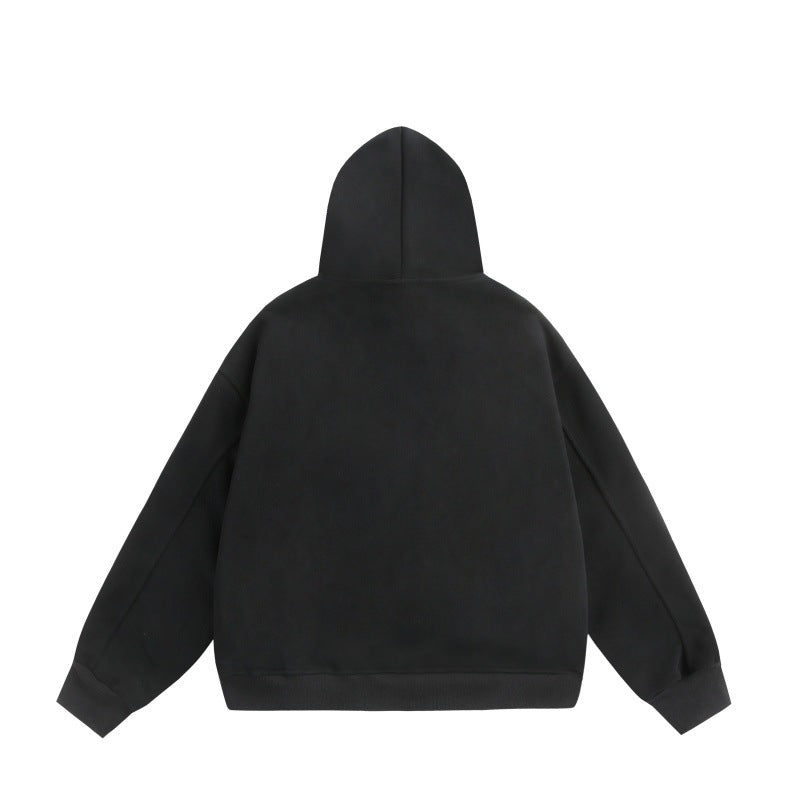 Unisex Oversize-Kapuzenpullover mit großflächigem Sloganprint und Kängurutasche Drune
