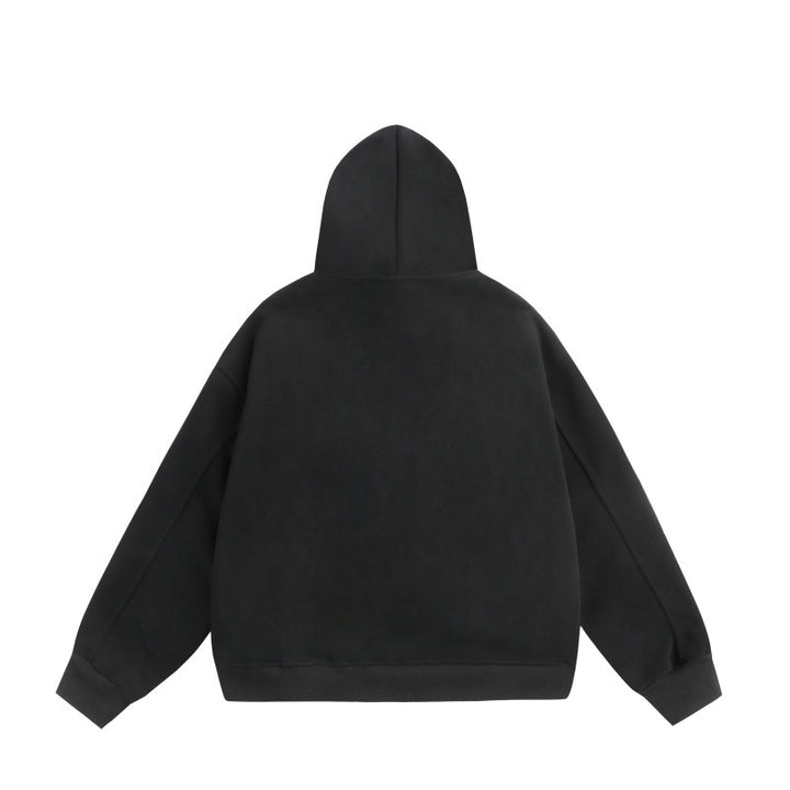 Unisex Oversize-Kapuzenpullover mit großflächigem Sloganprint und Kängurutasche Drune
