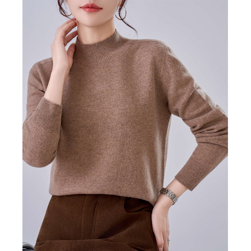 Damen Feiner Feinstrick-Pullover mit kurzem Stehkragen und Kaschmir-Optik Drune