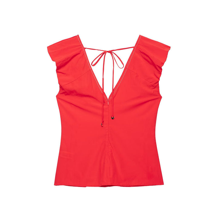 Damen Weite Plissee-Patchwork Palazzo‑Hose mit Tunnelzug Drune