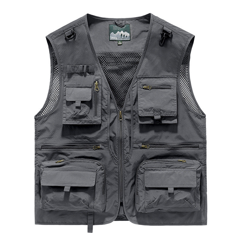 Herren nan multifunktionale Outdoor-Taktikweste mit zahlreichen Taschen und Netzbesatz Drune