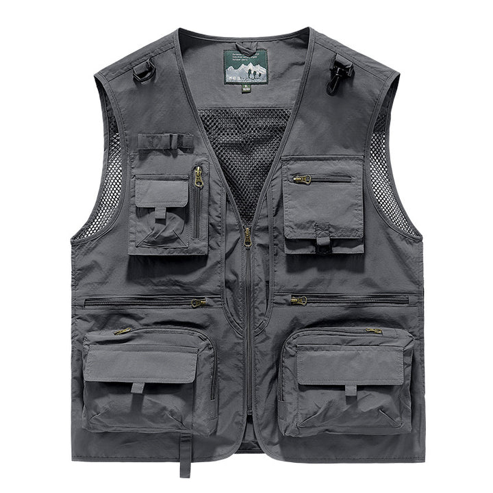 Herren  multifunktionale Outdoor-Taktikweste mit zahlreichen Taschen und Netzbesatz Drune