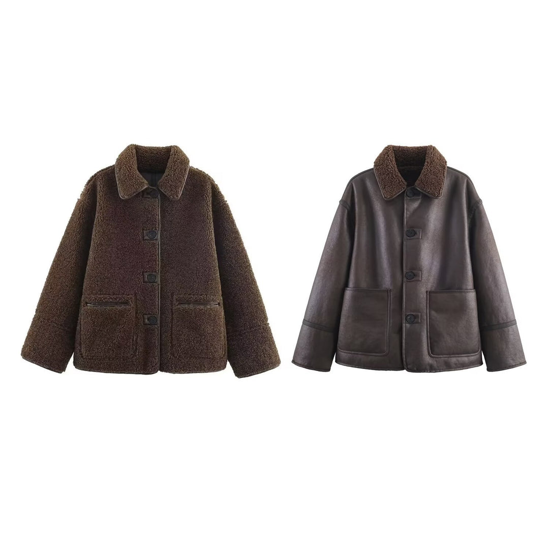 Damen 70+ Teddy‑Fleece‑Jacke im Oversize‑Cocoon‑Schnitt Drune