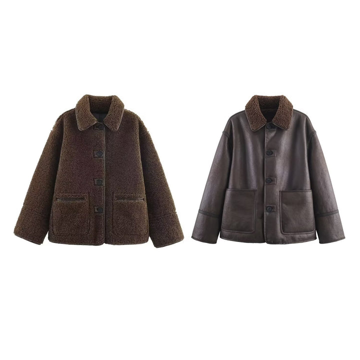 Damen 70+ Teddy‑Fleece‑Jacke im Oversize‑Cocoon‑Schnitt Drune
