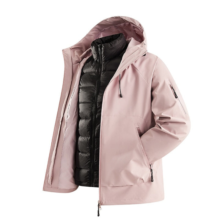 Herren Zweiteilige Übergangsjacke mit abnehmbarer Steppinnenjacke und Kapuze Drune