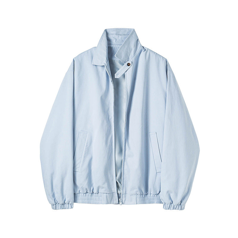 Herren Minimalistische Harrington-Übergangsjacke mit Stehkragen, Kinnschutzriegel und elastischem Saum Drune