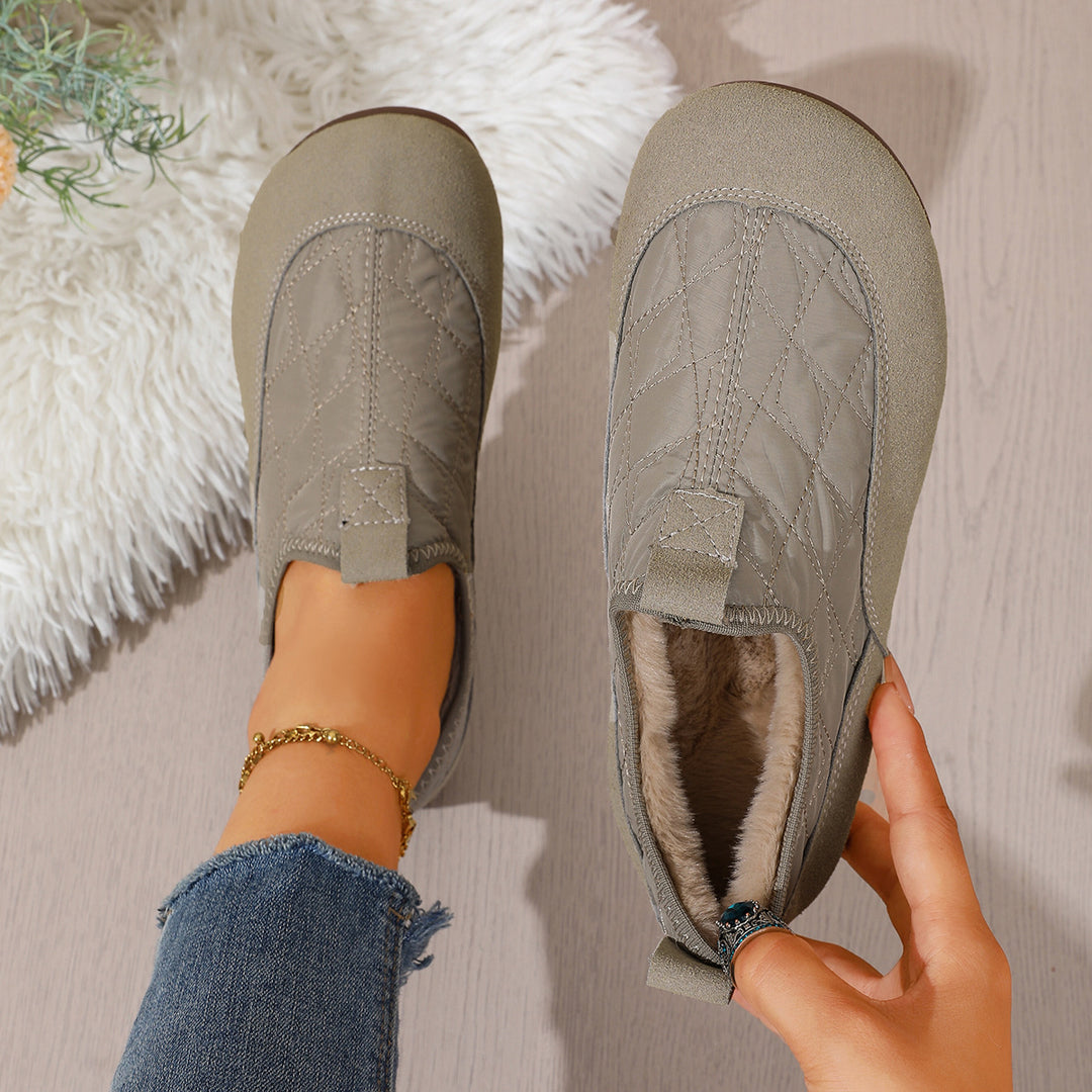 Damen Gepolsterte gesteppte Slip-On Freizeitschuhe mit rutschfester Profilsohle Drune