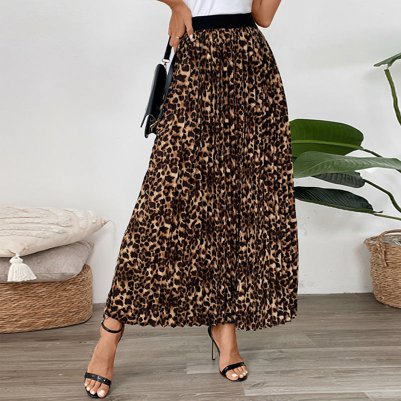 Damen Maxi-Rock mit Leoprint und elastischem Bund Drune