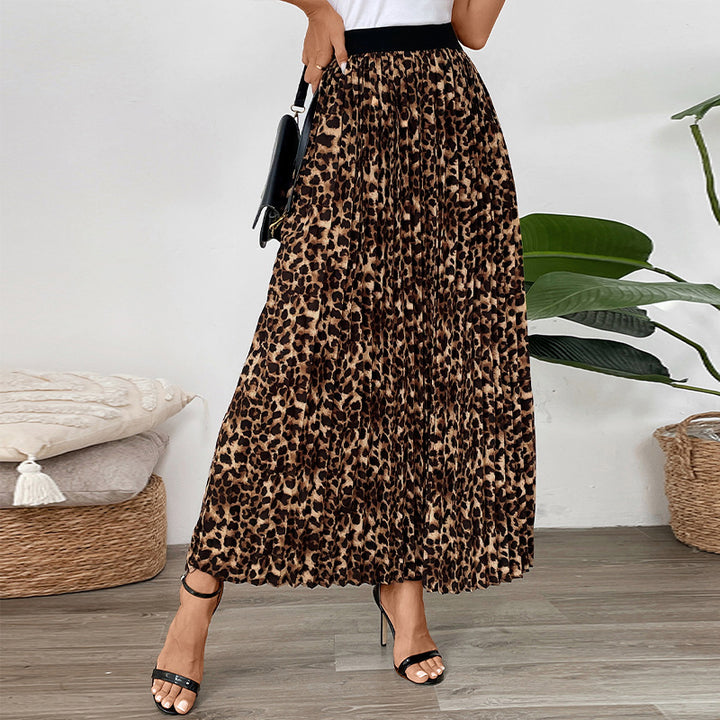 Damen Maxi-Rock mit Leoprint und elastischem Bund Drune