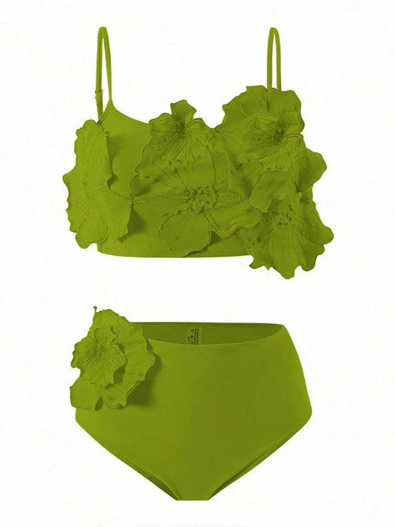Damen Floral Bikini mit voluminösem Blüten-Design Drune