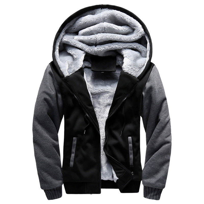 Herren Gepolsterte Kapuzenjacke mit Teddyfleece-Innenfutter, zweifarbigem Ärmeldesign und Reißverschluss Drune