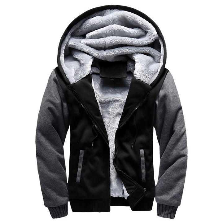 Herren Gepolsterte Kapuzenjacke mit Teddyfleece-Innenfutter, zweifarbigem Ärmeldesign und Reißverschluss Drune