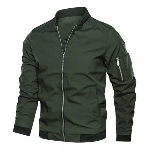 Herren Bomberjacke im Utility‑Stil mit Arm‑Reißverschlusstasche und schmaler Passform Drune