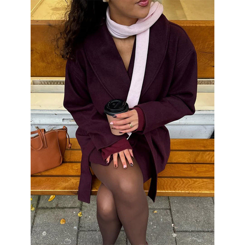Damen Komfortabler Oversized-Mantel mit breitem Kragen Drune