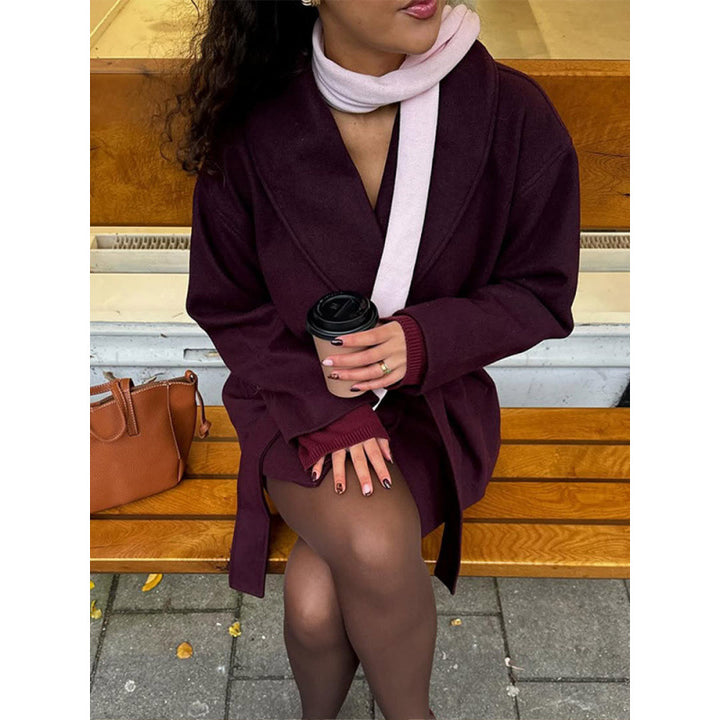 Damen Komfortabler Oversized-Mantel mit breitem Kragen Drune
