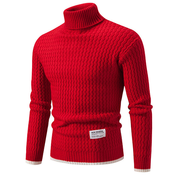 Herren Strickpullover mit hohem Kragen und strukturiertem Zopfmuster Drune