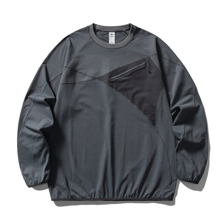 Unisex Technisches Oversize-Sweatshirt mit diagonalem Reißverschluss‑Brustfach Drune