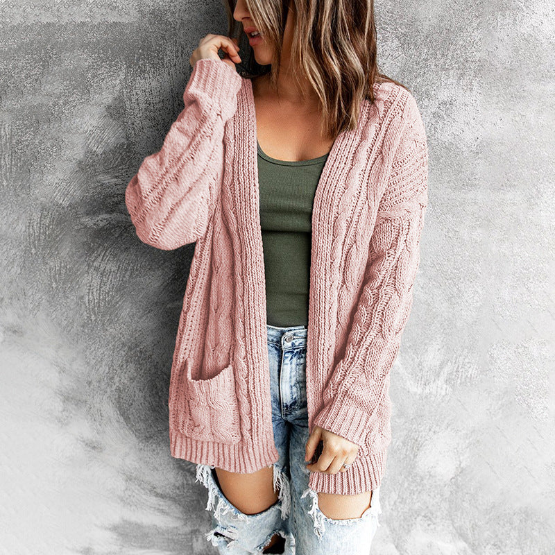 Damen Strickjacke mit modernem Zopfmuster und praktischen Taschen Drune