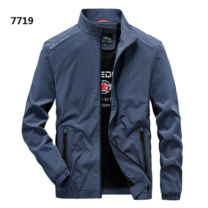 Herren Leichte Softshell-Windjacke mit Stehkragen wasserabweisenden Reißverschlüssen und Mesh-Innenfutter Drune