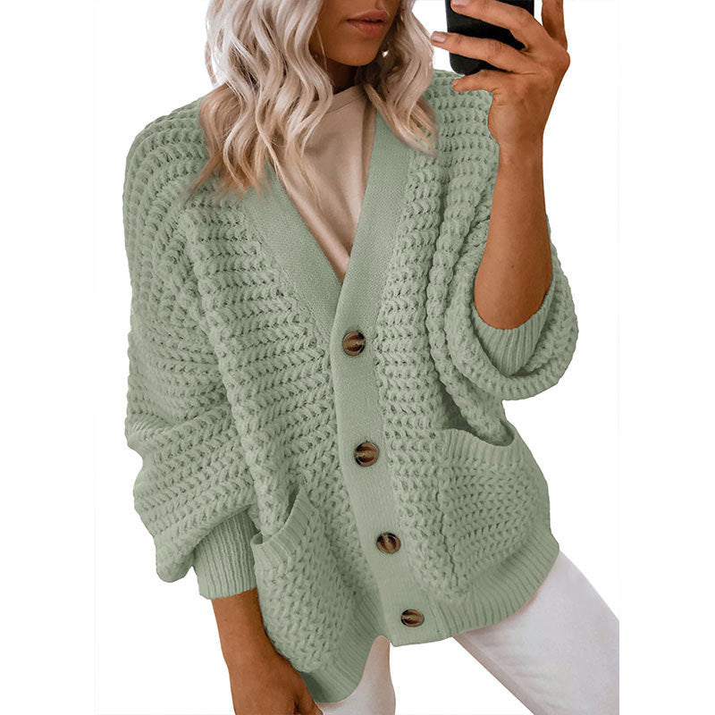 Damen Strickjacke mit dicker Textur und Knopfdetails Drune