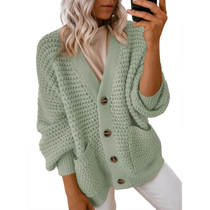 Damen Strickjacke mit dicker Textur und Knopfdetails Drune