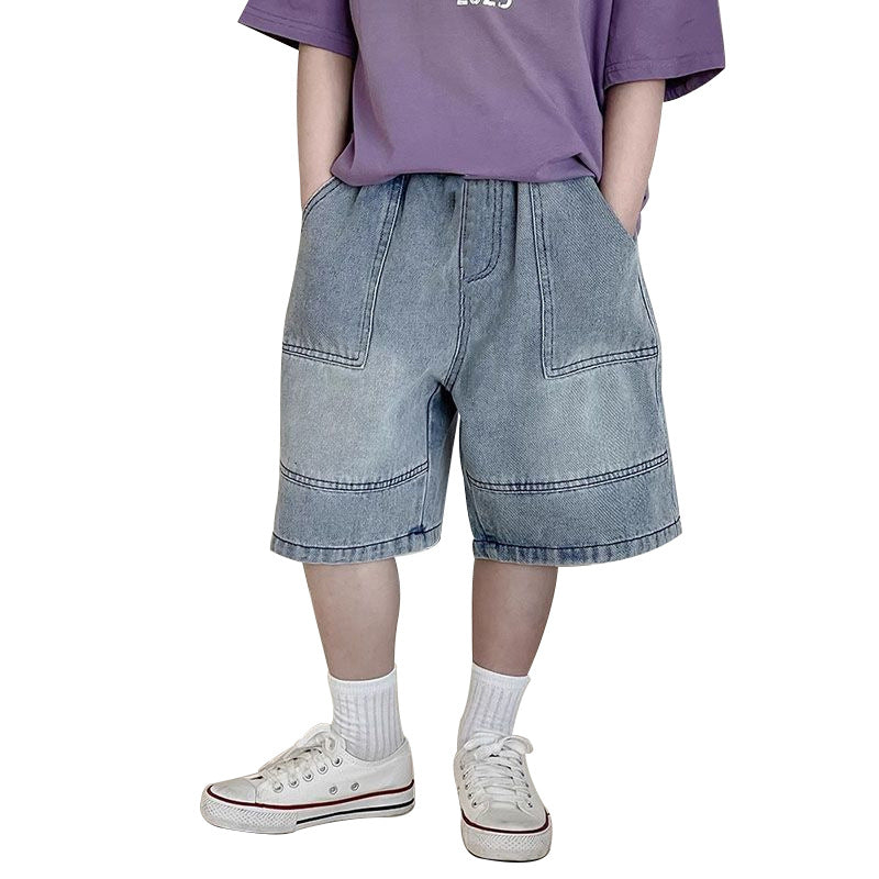 Unisex lässige Denim-Shorts mit hohem Bund Drune