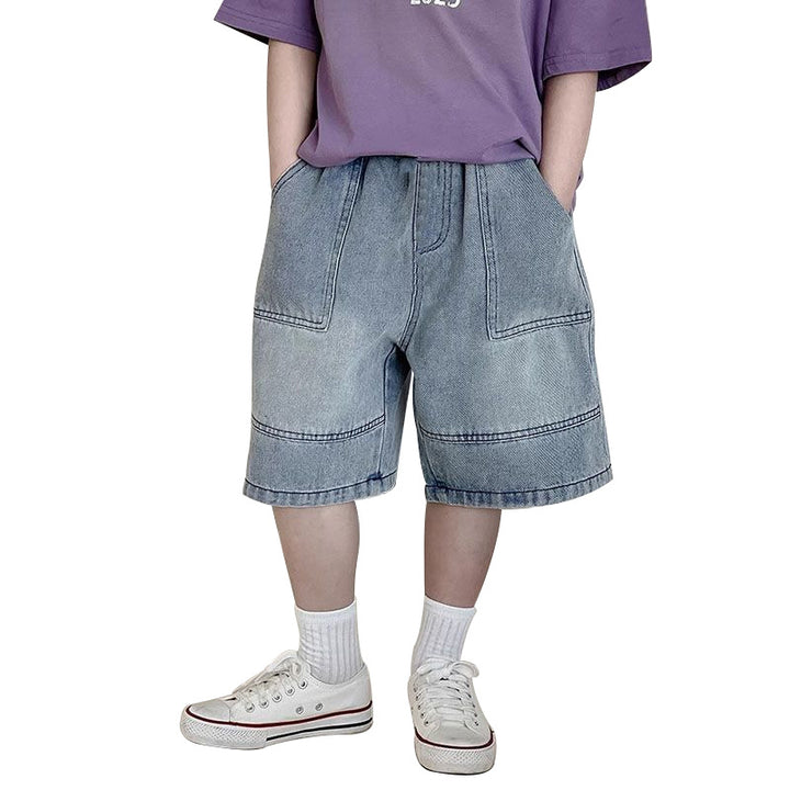 Unisex lässige Denim-Shorts mit hohem Bund Drune