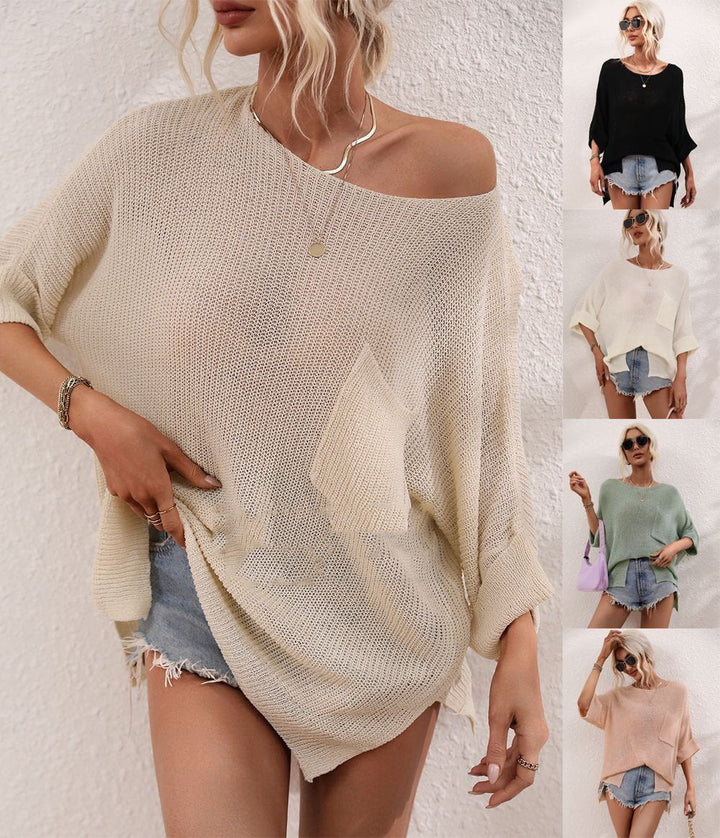 Damen lässiger Strickpullover mit lockerer Passform und modischem Oversized-Stil Drune