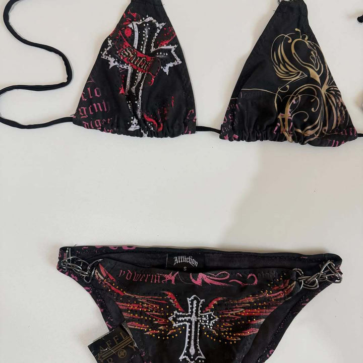 Damen Bikini-Set mit einzigartigem Druck und schimmernden Applikationen Drune