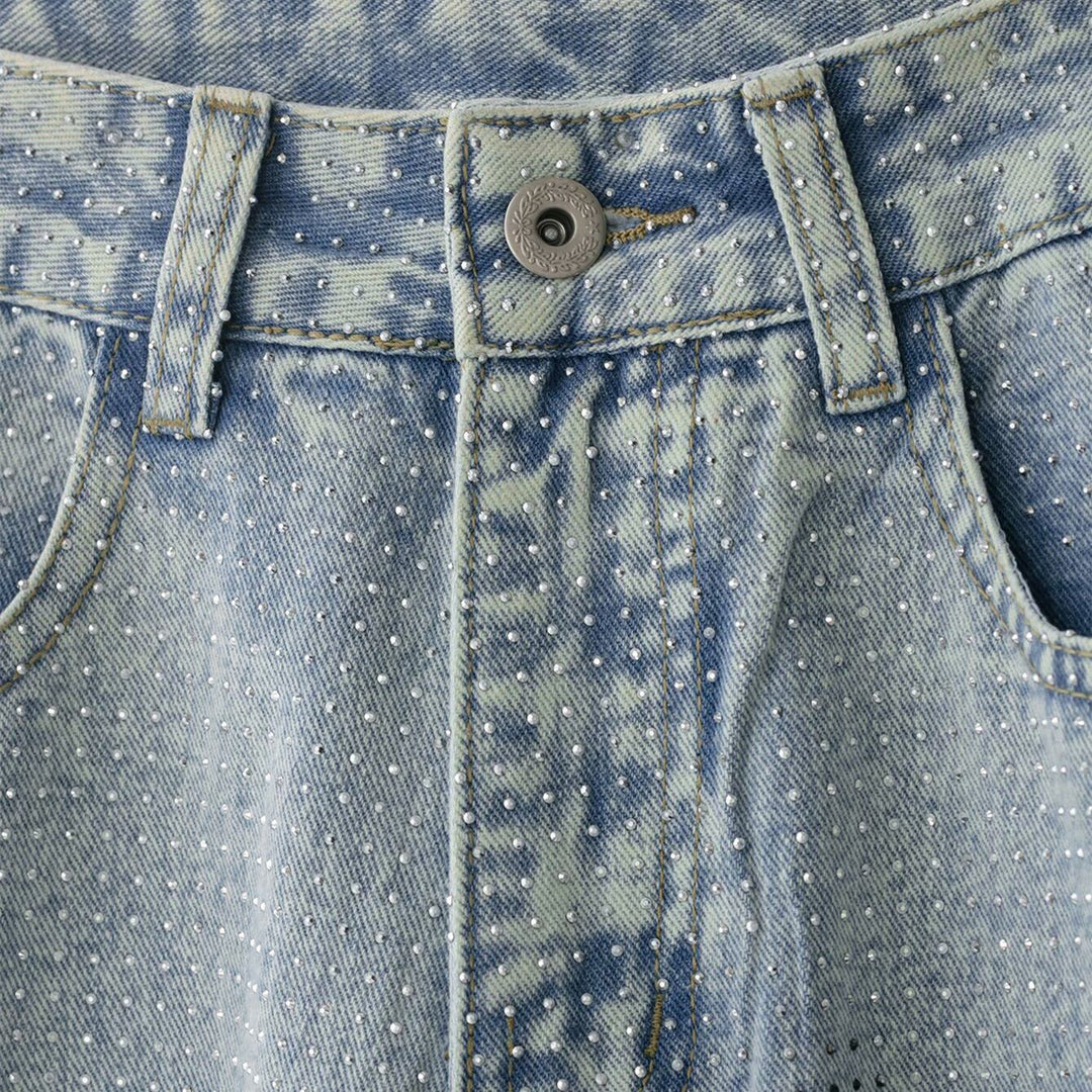 Damenweite Jeanshose im lässigen Vintage-Stil mit hohem Bund Drune