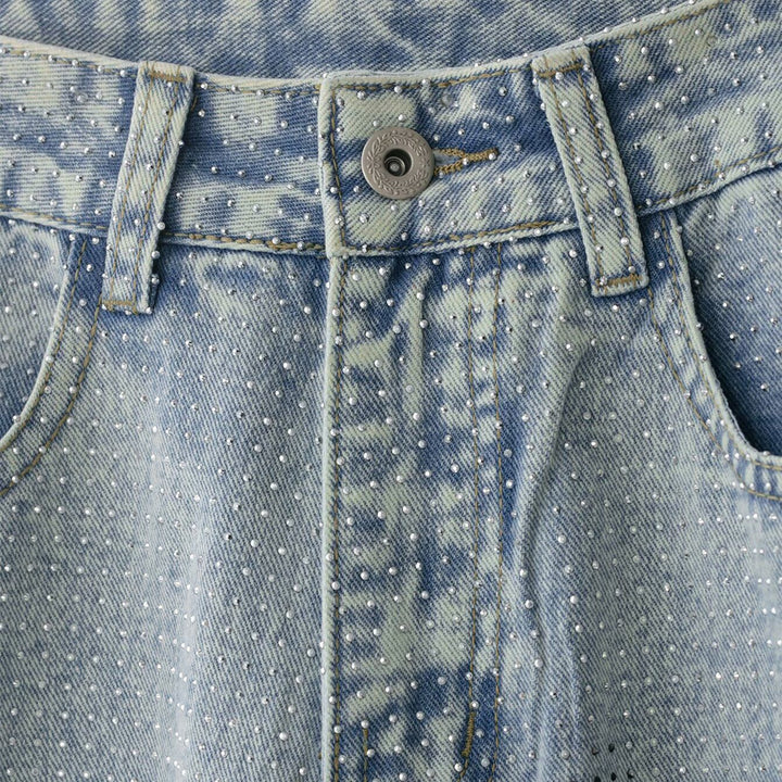 Damenweite Jeanshose im lässigen Vintage-Stil mit hohem Bund Drune