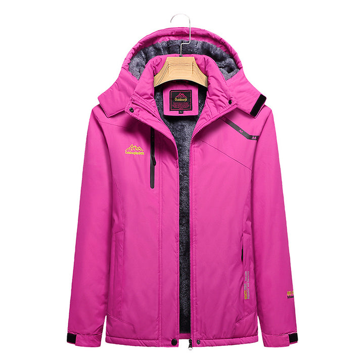 Damen Wattierte Winterjacke mit Fleece‑Innenfutter, abnehmbarer Kapuze und wasserdichter Softshell-Außenlage Drune