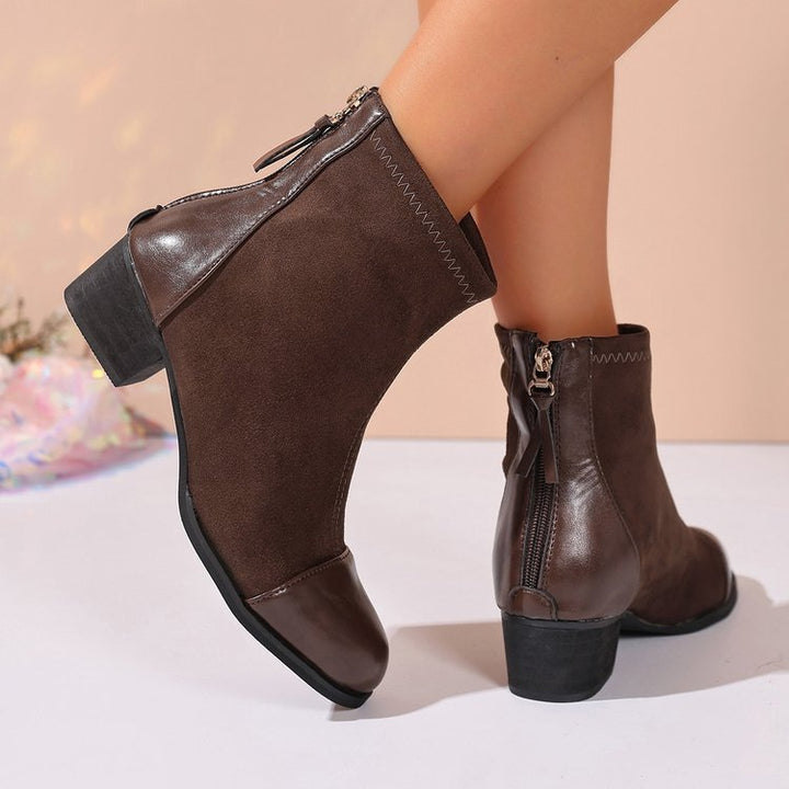 Damen elegante Stiefeletten aus weichem Wildleder mit modischen Akzenten Drune