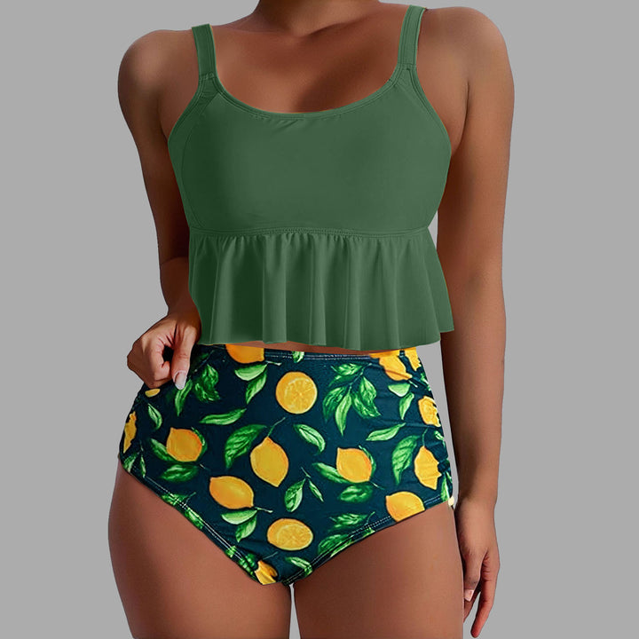 Damen Tankini-Set mit floralen Akzenten und Rüschen Drune