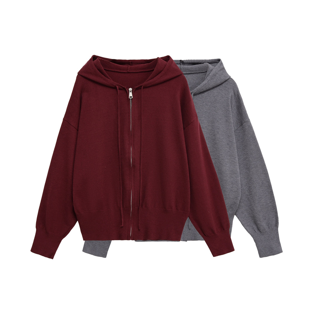 Damen lässige Kapuzenjacke mit Reißverschluss Drune