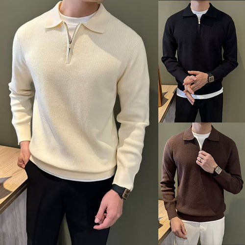 Herren Elegantes Pullover mit Stehkragen und Reißverschluss Drune