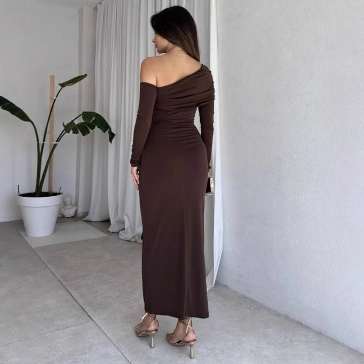 Damen elegantes Wickelkleid mit asymmetrischem Design und raffinierten Drapierungen Drune
