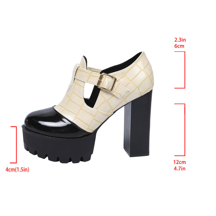 Damen Plateau-Pumps mit modischem Krokoprägungs-Design und verstellbarem Riemen Drune