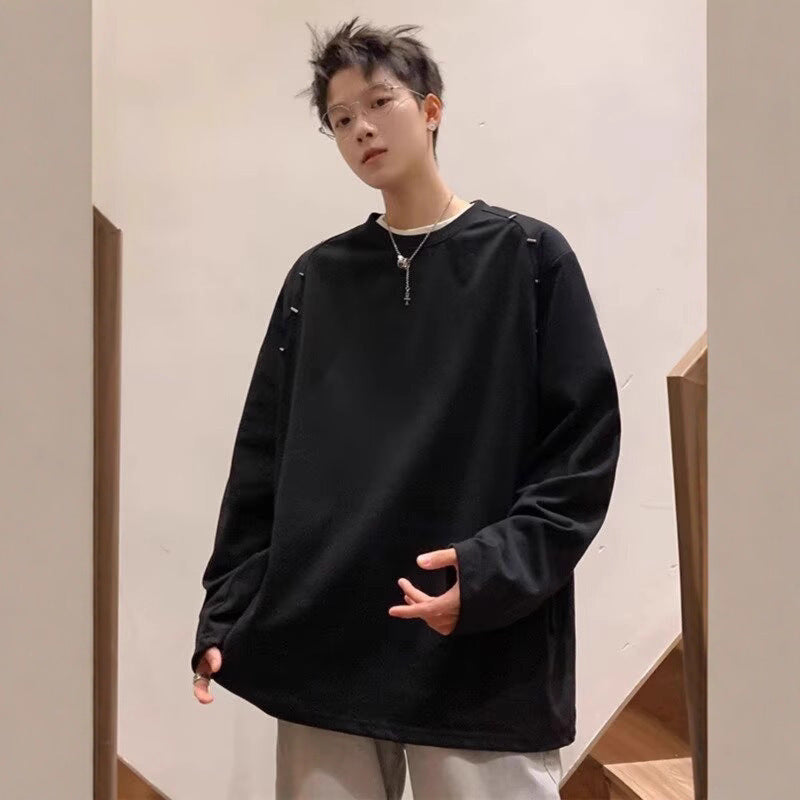 Herren Oversize-Sweatshirt mit Sicherheitsnadel-Details und Drop-Shoulder Drune