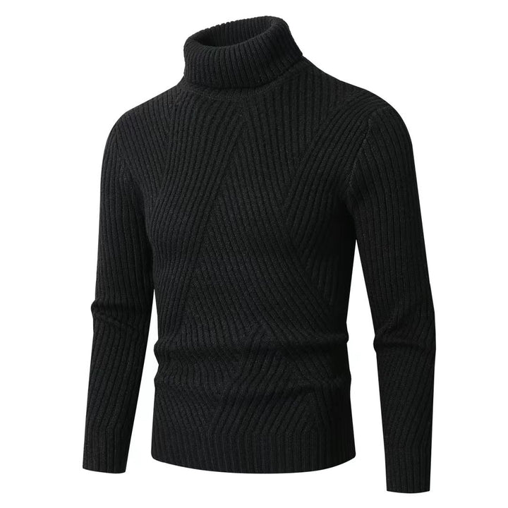Herren nan strukturierter Rollkragenpullover mit diagonaler Rippstruktur und schlanker Passform Drune