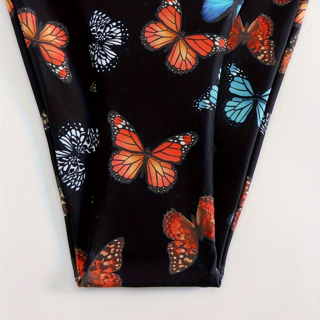 Damen Triangel-Bikini mit einzigartigem Schmetterlingsmuster Drune