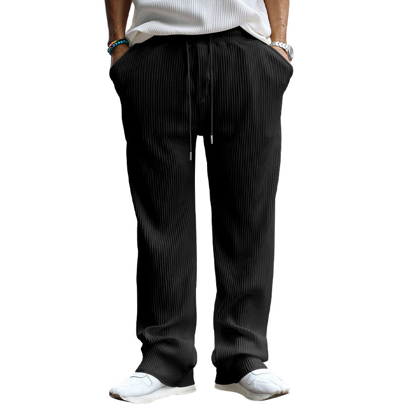 Herren lässige Freizeithose mit elastischem Bund und gepunktetem Textilmuster Drune